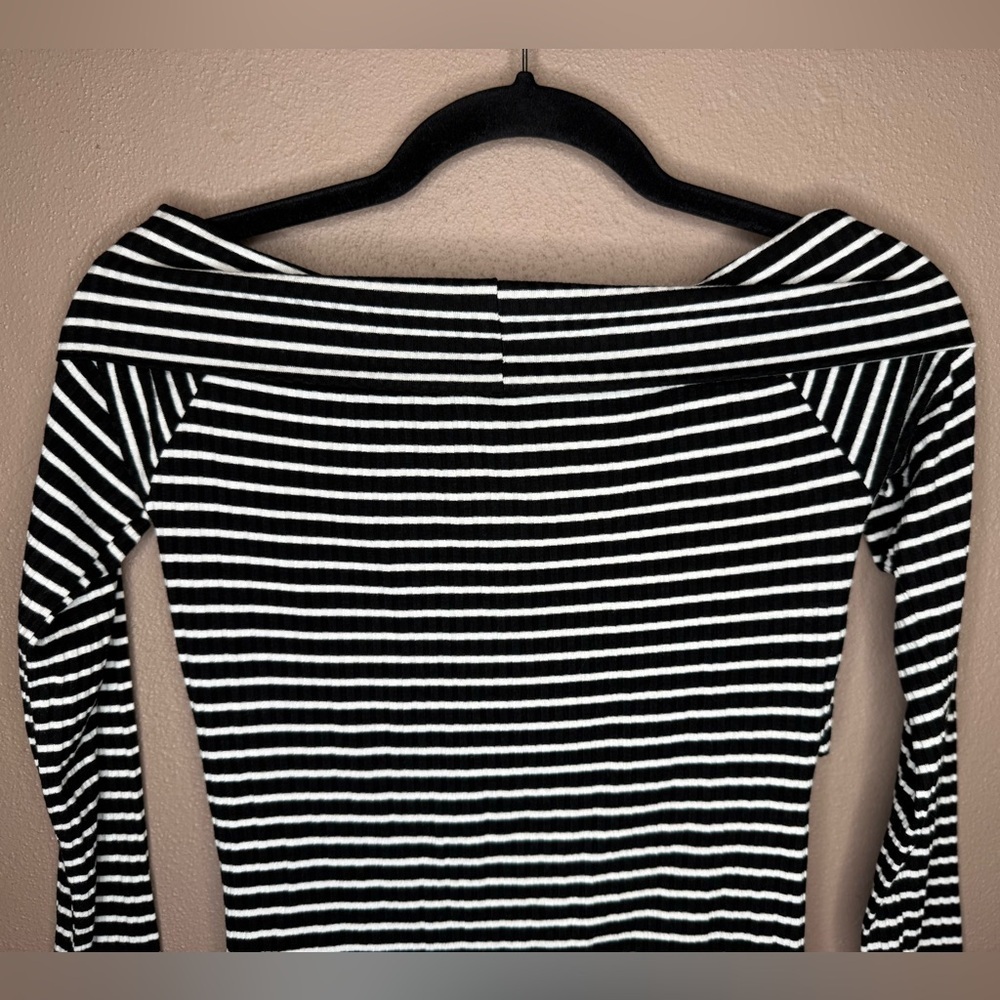 Cotton On Striped Print Ribbed Crossover Long Sleeve Top Size Small Preppy Y2K - Picture 9 of 14